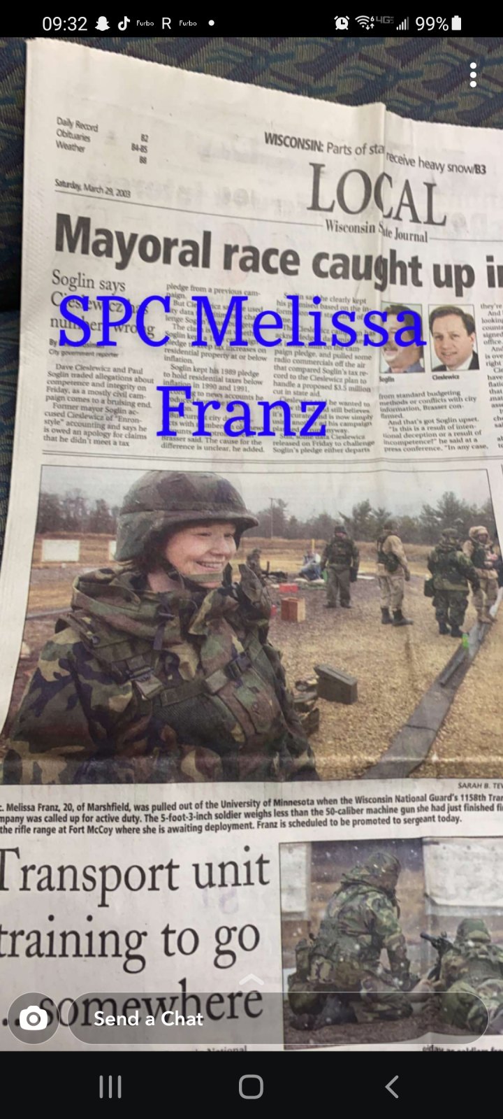 Photo honoring Melissa Franz